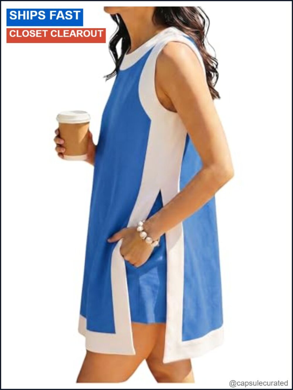 Women's 2 Piece Lounge Set Sleeveless Top & Shorts with Pockets